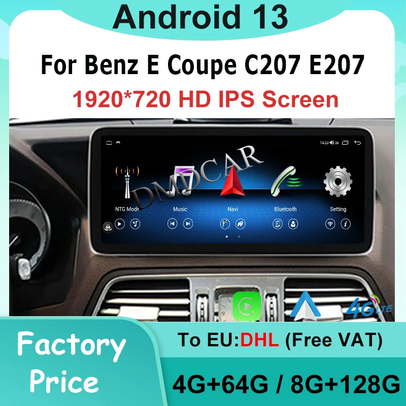 

Android13 MTK7862 64G 128G 12.5" 10.25" For Mercedes Benz E Coupe C207 A207 Multimedia Video Player GPS Navigation Split Screen