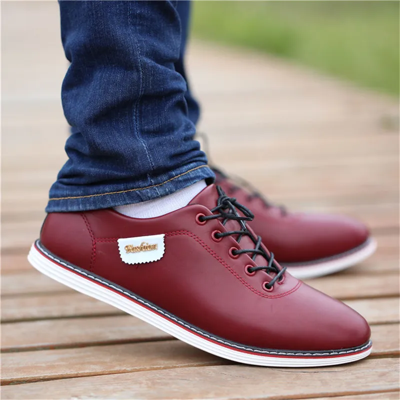 Men's PU Leather Business Casual Outdoor Breathable Sports Loafers Walking Shoes
