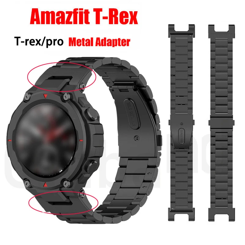 어메이즈핏 T-Rex 2 어댑터용 금속 스테인리스 스틸 러그 스마트 워치, 22mm 스트랩 연결 스크루 드라이버 액세서리