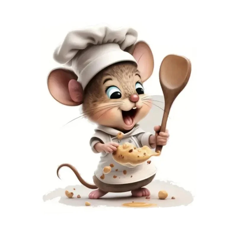 Cute Mouse Chef Wall Sticker Bright Wall for Home Cabinet Door Refrigerator Decoration Vinyl Car Decals Art Wallpaper