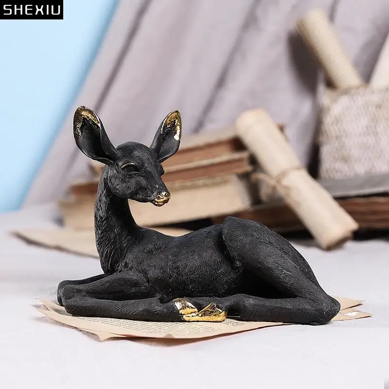 

Gold Plated Donkey Sculpture Desk Decoration Ornaments Black Donkey Resin Statue Modern Home Decor Artwork Room Aesthetics