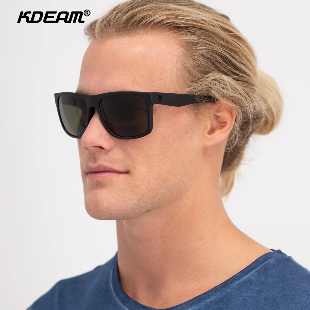 

High Quality Kdeam Square Sunglasses Polarized Men Driving Party eyewear Sun Glasses TR90 frame Mirrored lens UV400 7 Colors