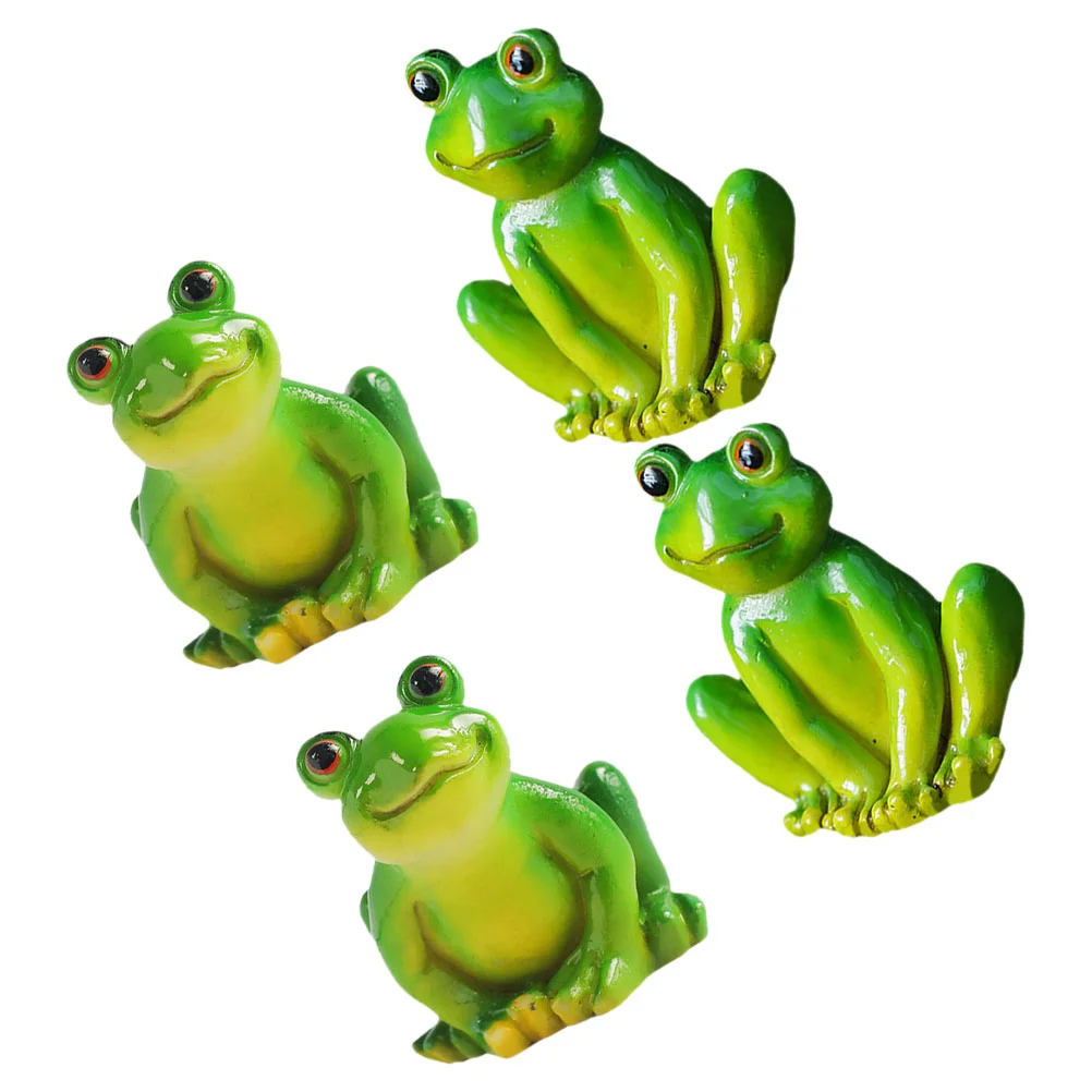 

4 Pcs Frog Ornaments Frogs Model Statues Animal Cake Decorations Resin Miniature Figurines Bonsai