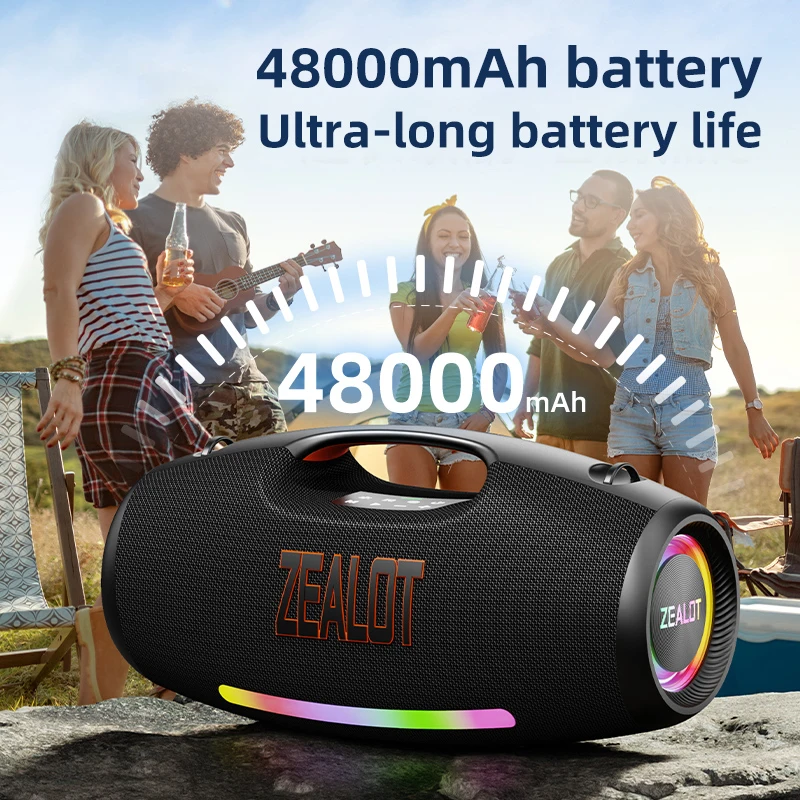 ZEALOT-S89 Portable Bluetooth Speaker 250W StormBox Power With Subwoofer Outdoor IP67 Party Speaker 20H Playtime LED
