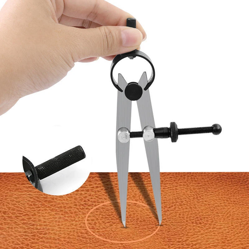 Adjustable Leather Compass Lockable Carbon Steel Divider Wing Creaser DIY Leathercraft Rotating Line Scribing Gauge Caliper Tool leather tools leather craft tool kit leather craft tools leather craft tool
