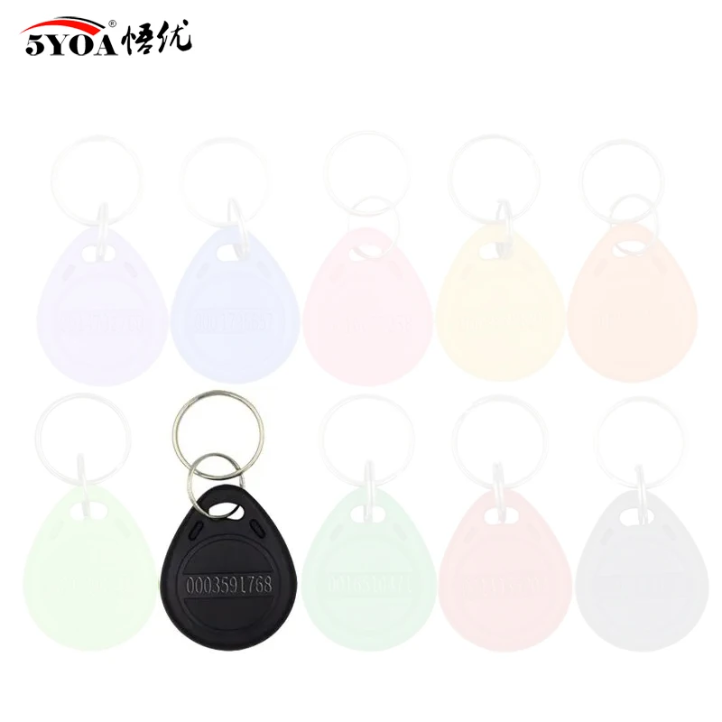 100pcs Color RFID 125KHz Proximity Keyfobs for Access Control & Time Attendance