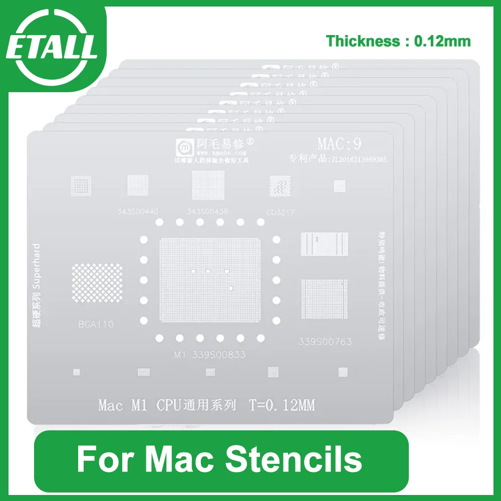 Amaoe Per Macbook Air/Pro Ssd Sr23G Wifi/Power/Cpu Scheda Madre Nand Ic Planting Tin Template Steel Mesh Bga Reballing Stencil
