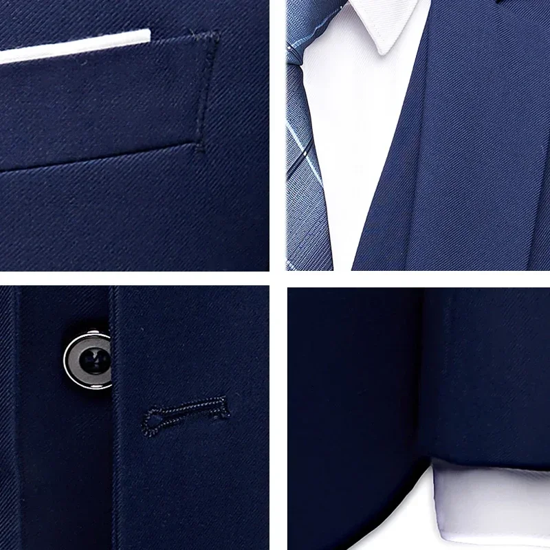 Men Suit Wedding 3 Pieces Blazers Set Elegant Luxury Full Jacket Vest Pants Design Latest Business Coat Slim Fit Trousers stretch pants business pants suit pants men pants thin trousers