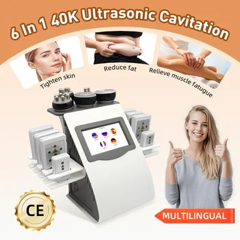 Ultrasonic Cavitation Radio Frequency 40k Vacuum System Machine 6 in 1 Slimming Face Lifting Cellulite Reduction Massage Body Shaping Fat Body Liposuction （Fast Shipping)