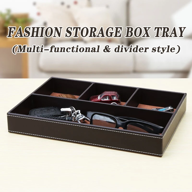 Fashion Leather Storage Box Divider Multi-functional Household Living Room Bedroom Kitchen Desktop Tray Large Size Furnishings органайзер kitchen craft living nostalgia green