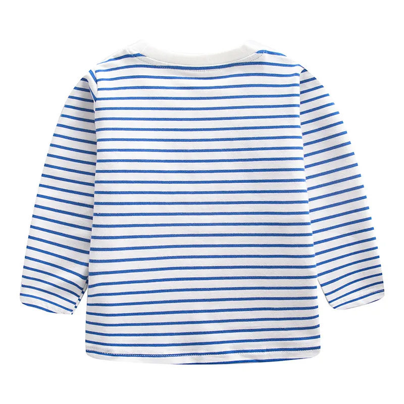 Jumping Meters 2-7T New Arrival Striped Animals Embroidery Boys Tshirts Autumn Winter Children's Clothes Long Sleeve Kids Tops 2
