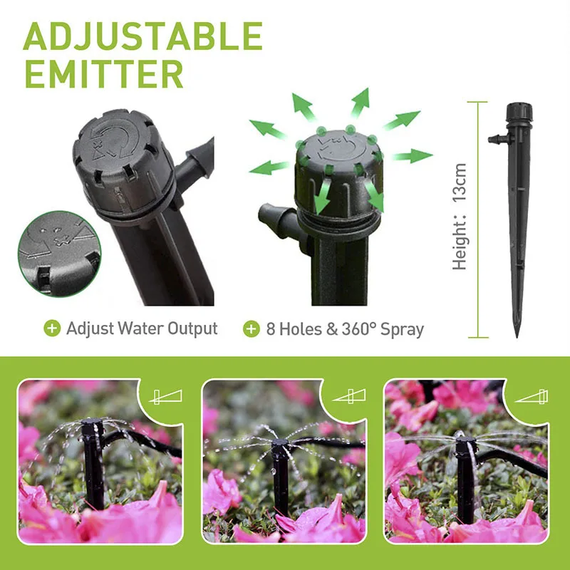 Kit di irrigazione a goccia rosso 30 M con Timer sistema di irrigazione per piante da giardino con tubo da 1/4 tubi Kit di irrigazione per fiori per piante fai-da-te