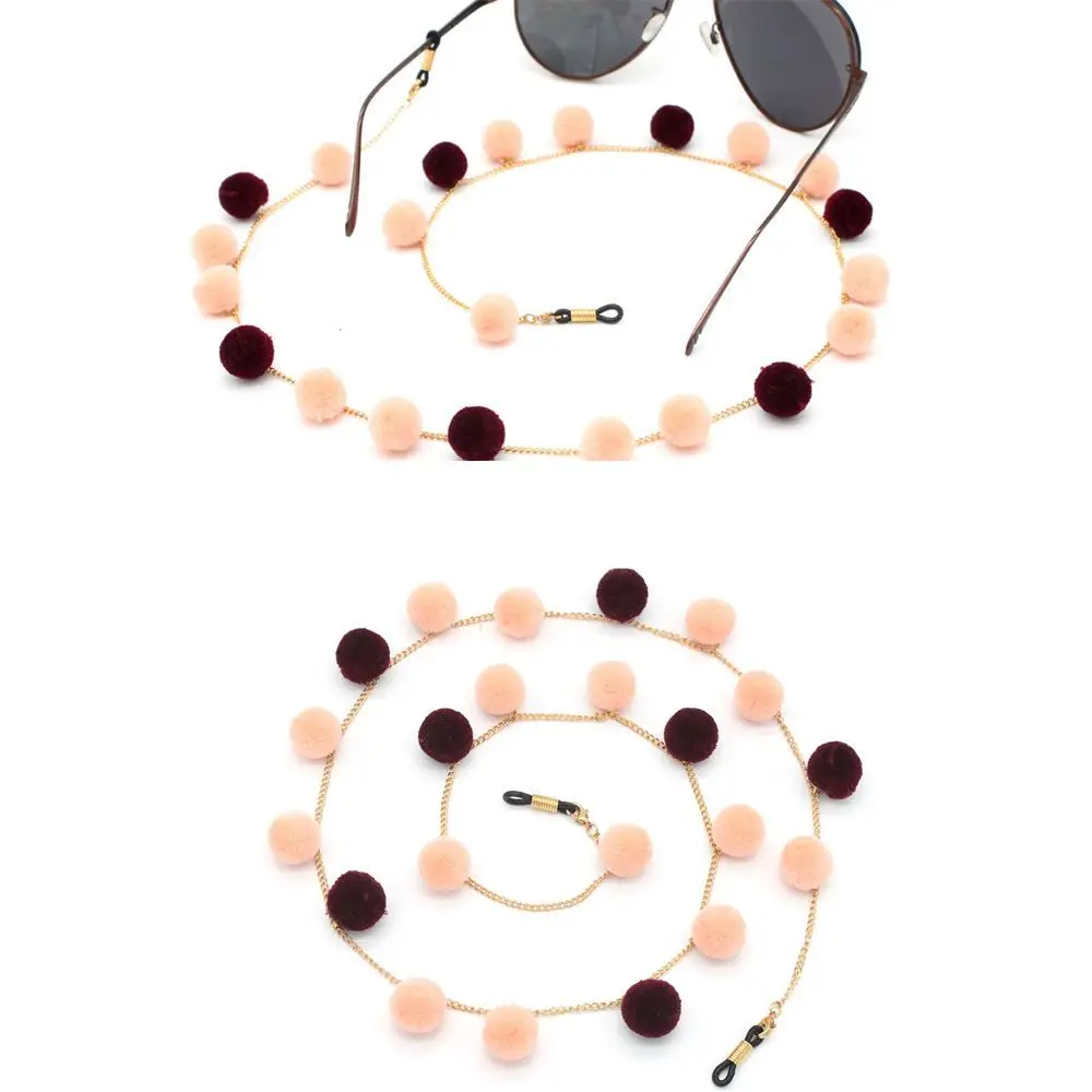 

Fashion Women Pompon Ball Girls Sunglasses Cord Rope Metal Glasses Chain Eyeglass Holder Strap