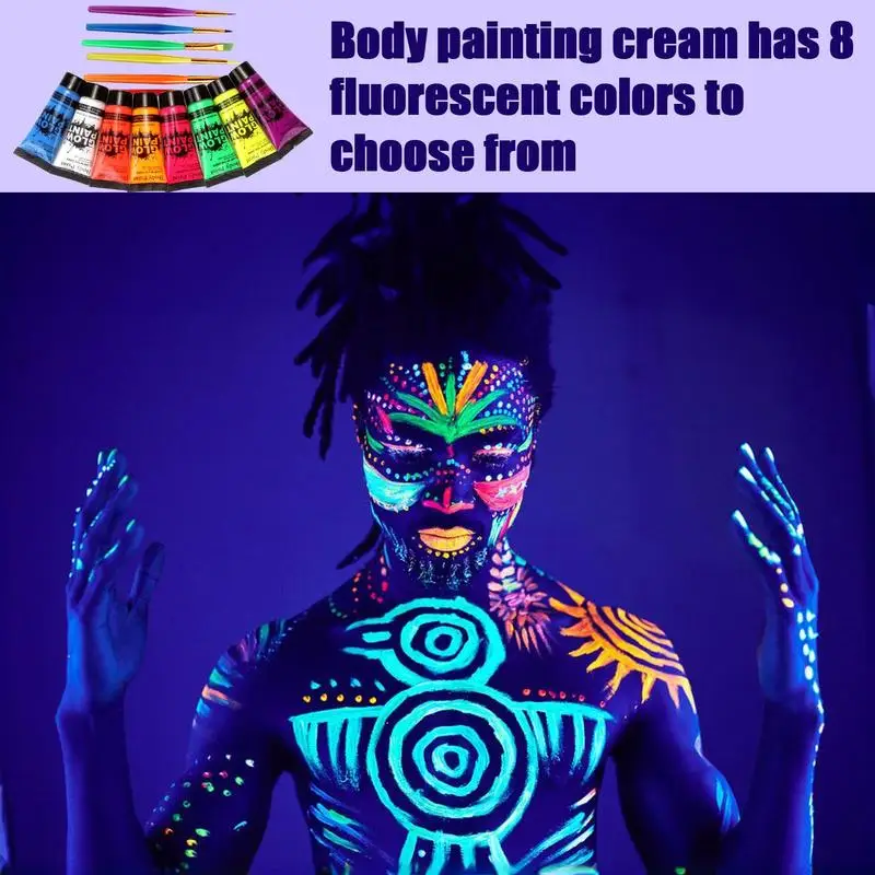 7pcs Glow In Dark Face Body Paint Uv Blacklight Fluorescent Wedding  Birthday Party Bar Black Light Reactive Neon Paints - Glow Party Supplies -  AliExpress