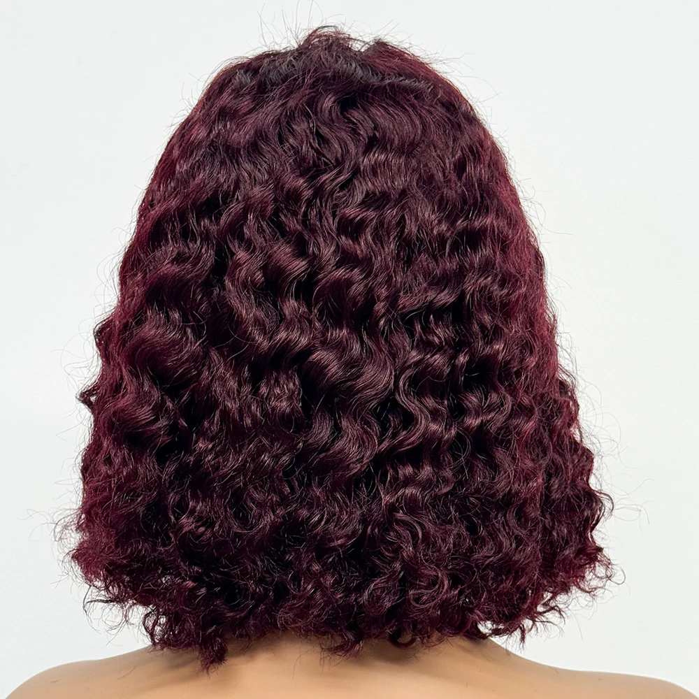 4x4 Transparent Lace Frontal 250% Density Water Wave Curl Human Hair Wigs Double Drawn Bob Curly Hair Wigs For Black Women