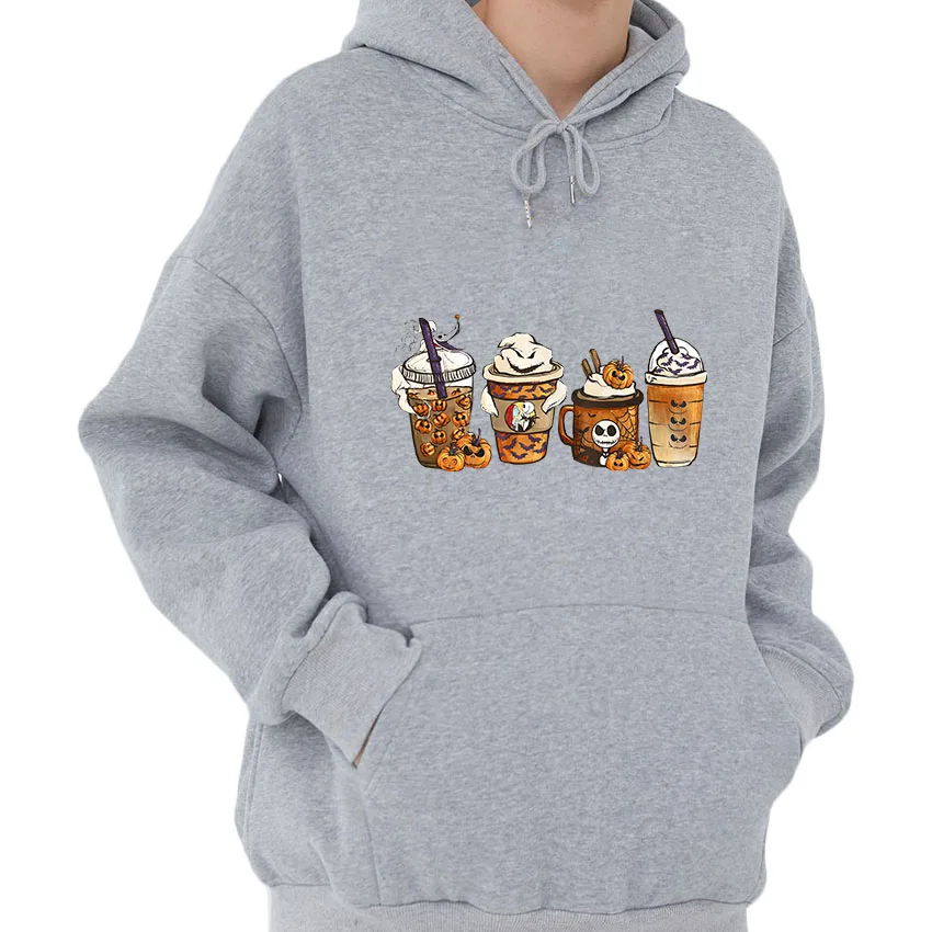 

Halloween Hoodie Women/Men Aesthetic Streetwear Long Sleeve Halloween Pumpkin Latte Chill Fall Season Coffee Sweatshirt Harajuku