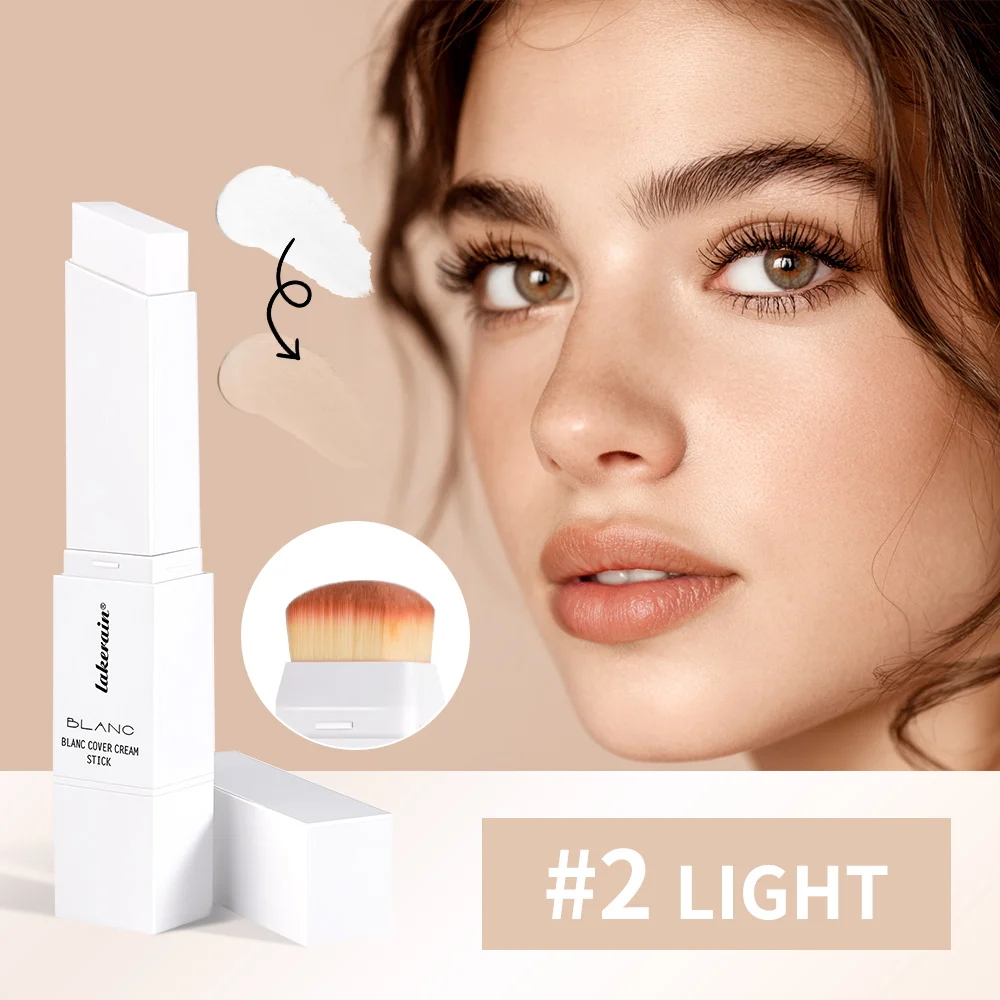 Foundation Stick mit Farbwechselfunktion und abnehmbarem Pinsel, Blanc Cover Cream Stick, hochdeckende Make-up-Basis_voghion.com