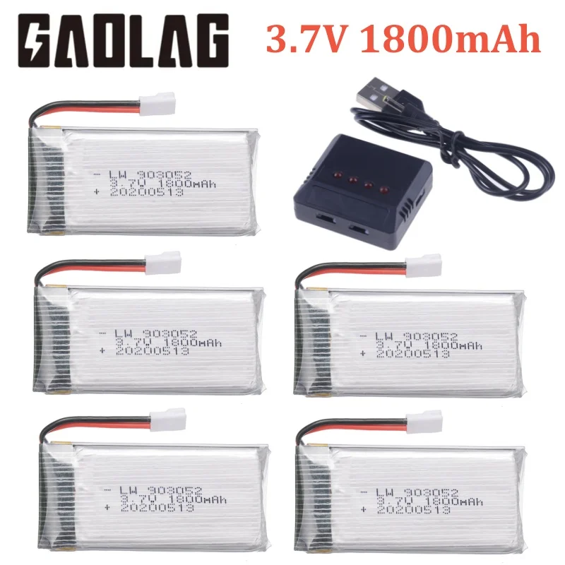 3.7v 1800mAh lipo Battery with Charger for KY601S SYMA X5 X5S X5C X5SC X5SH X5SW M18 H5P for 3.7V Helicopter Drone Battery