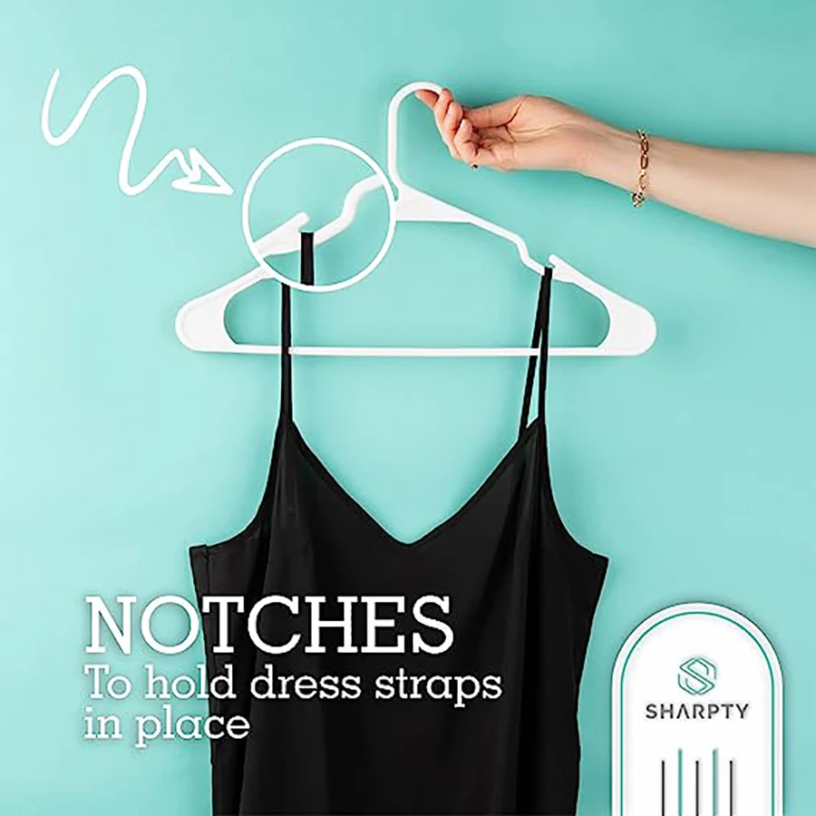 Plastic hangers for closet coats and shirts, space-saving, standard everyday use, room essentials and basics 3