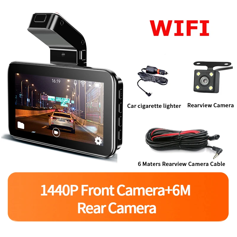cigarette lighter camera recorder WIFI DVR Recorder Dashcam 1440P Dash Car Dash Cam Camera Dual Lens Built In  G-Sensor Loop Recording Parking Monitoring