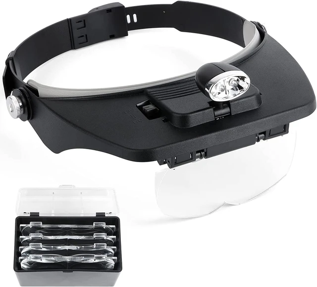 Head-mounted Magnifier with 2LED Lights Jewelry Appraisal Magnifier Elderly  Reading Magnifying Glasses for Close Work - AliExpress