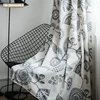 Ins Nordic Wind Matching Colored Linen Curtain New Modern Curtains for Living Room Bedroom Balcony High Shading Printing Concise 3