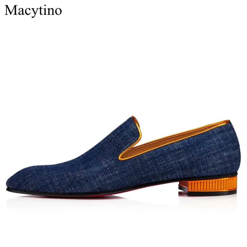 Denim Design Men's Shoes Round Toe Chunky Heel Low Heel Shoes Spring Autumn Fashion Casual Shoes fashion women flat loafers shoes chunky thick platform black shoes round toe spring autumn ladies feetwear single lolita shoes