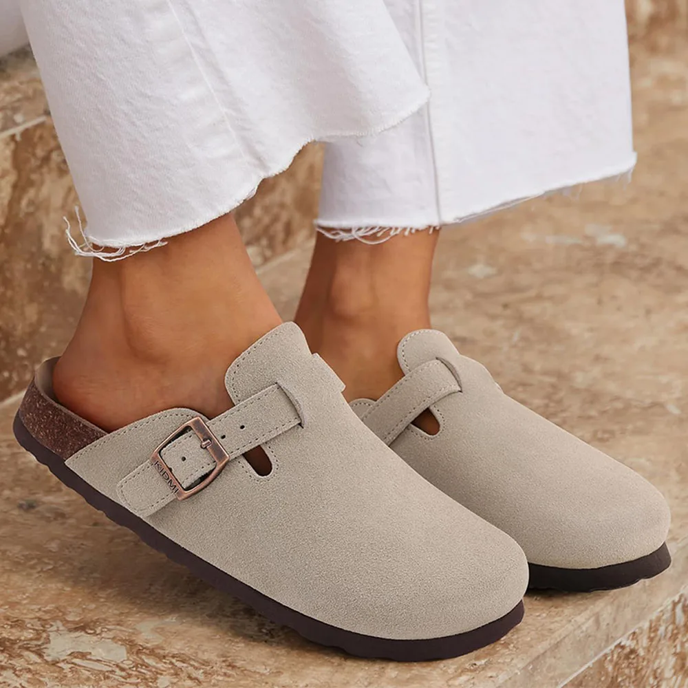 Comwarm Fashion Men Clogs Slippers Women Classic Cork Footbed Suede Mules Cozy Potato Shoes With Arch Support Men Beach Slippers 2