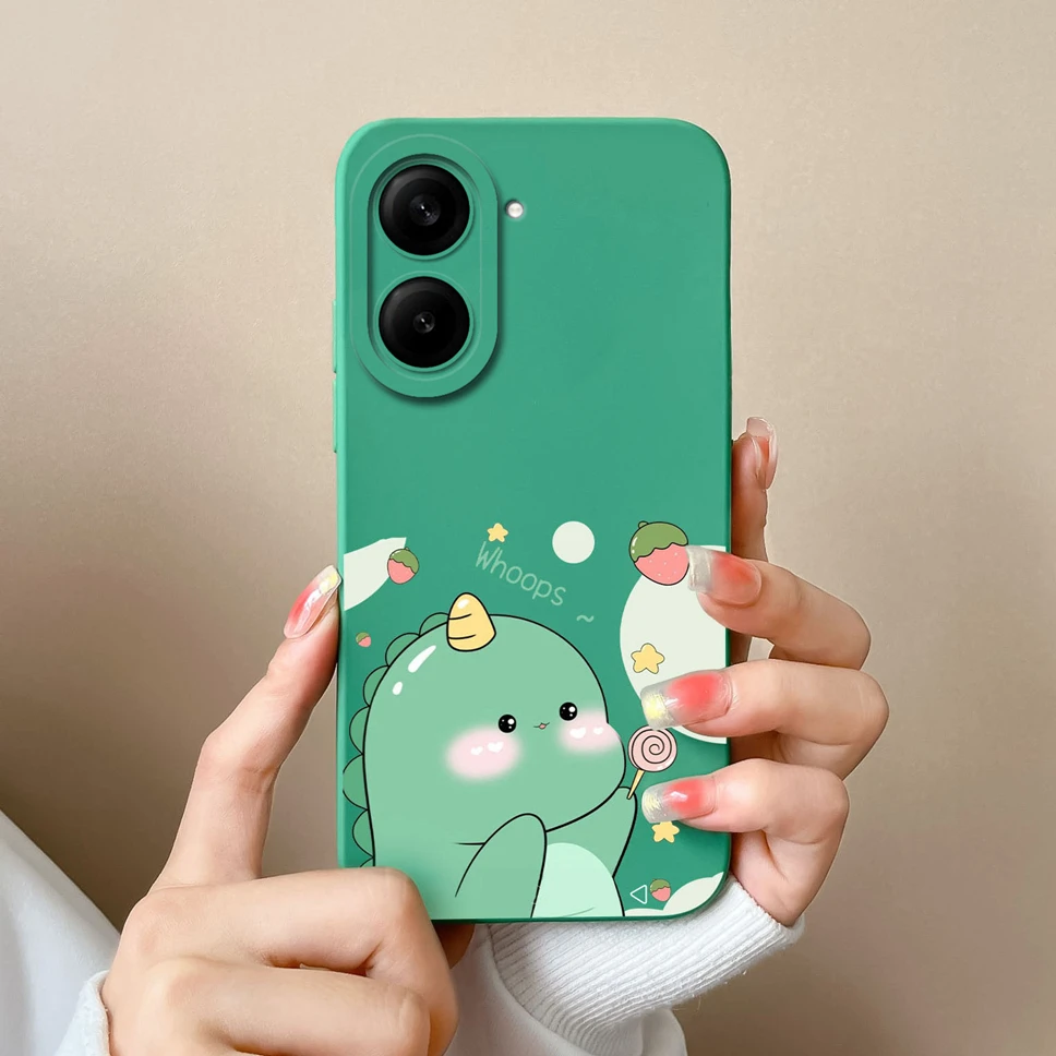 Lovely Dinosaur Lightweight Anti-Drop Liquid Silicone Phone Case