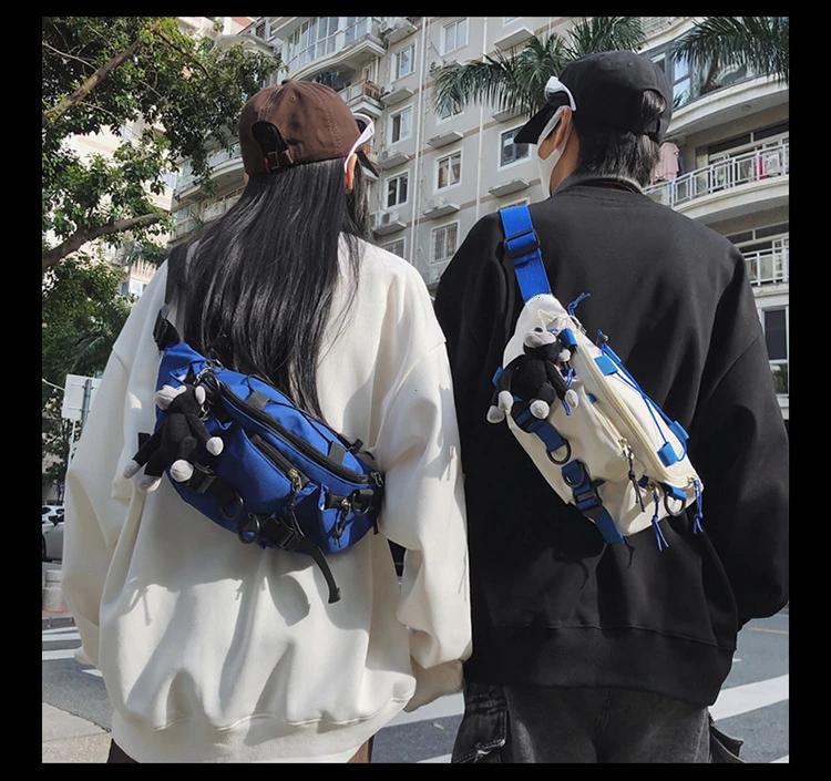 2024 Techwear Style Punk Hip Hop Single Shoulder Crossbody Bag Men Women Street Vintage Chest Bag Casual Sport Fanny Pack Сумка