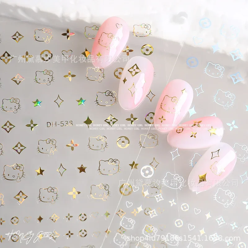 

Sanrio HelloKitty Nail Stickers 3D Laser Series Cartoon Cartoon New Craft Embossed Nail Stickers Clear Backing Nail Stickers