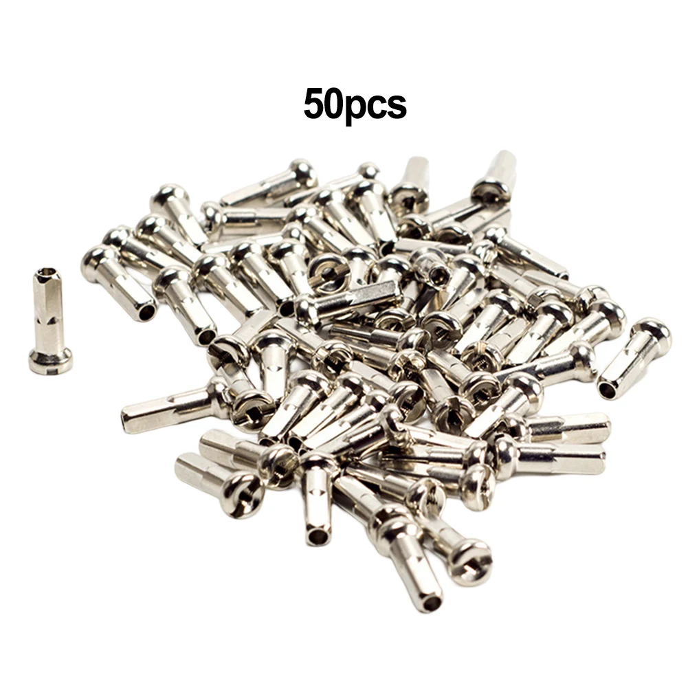 Bicycle Parts Bike Spokes Nipples 50pcs Bicycle Spoke Nipples MTB Road Bike Wheel Cap End Tip Lightweight Spoke Hats Replacement Cycling Accessories