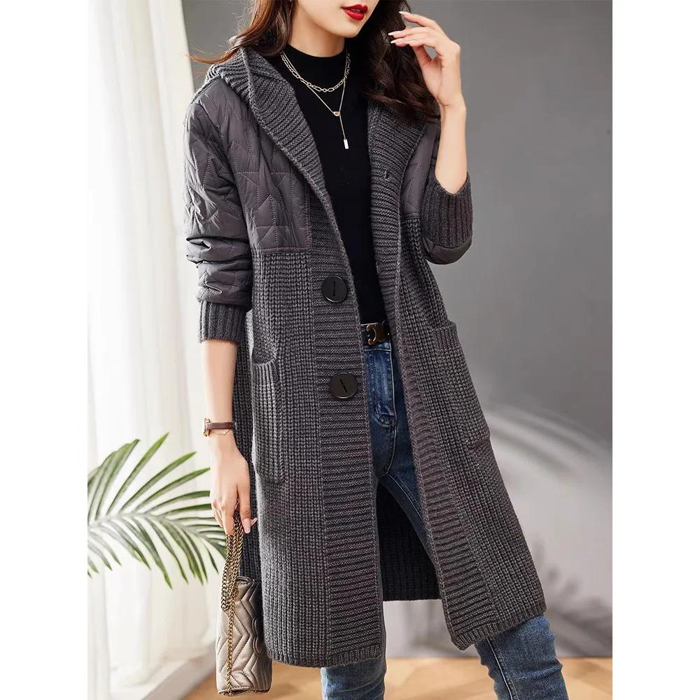 China Customized Long Sleeve Chunky Knit Front Cardign Coat...