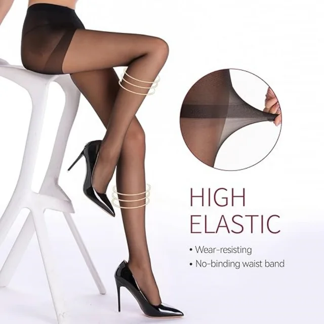 Collants noirs élastiques anti-accrocs pour femmes, 2 pièces, collants transparents en Nylon 20D, bonne élasticité, Medias