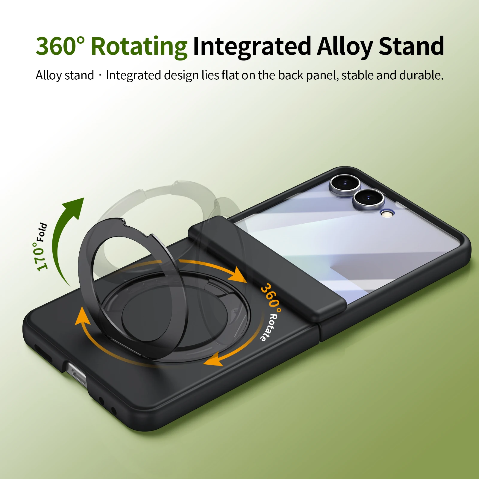 360° Rotating Ring Holder with Magsafe-Compatible Wireless Charging for Flip Phone Protective Case