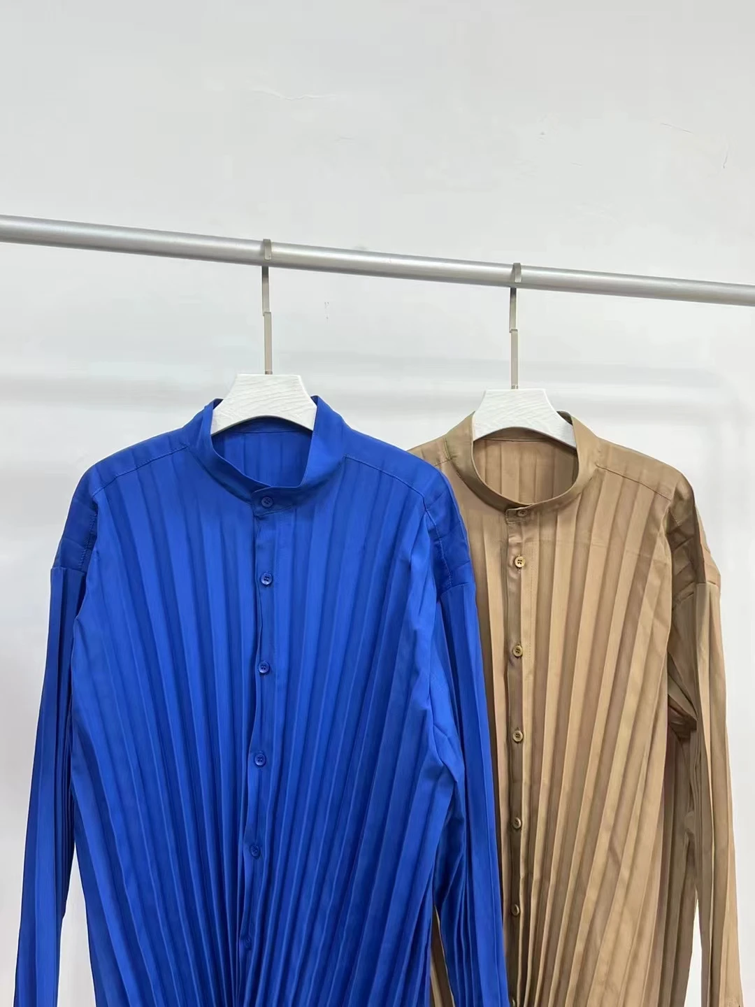 Pleats Pleated Stand-up Collar Solid Color Jacket 2024 Summer New Personalized Fashion Jacket Fashionable Versatile Men Clothing 4