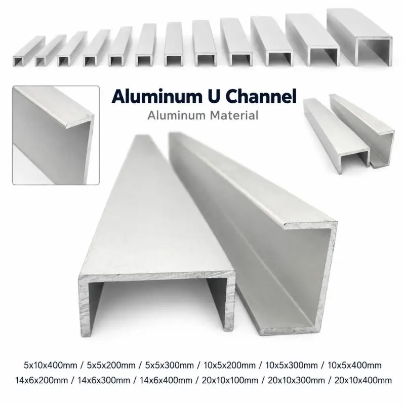 1~10 Stück Aluminium U-förmiger Kanalrahmen, Aluminium-Führungsschlitz, Glasfester Innenschlitz, DIY-geformte Automodell-Roboterhalterung