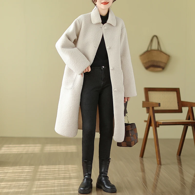Luxury Maternity Winter Coats Long Sleeve Turn-down Collar Single-breasted Pregnant Woman X-long Jackets with Pockets Outwear