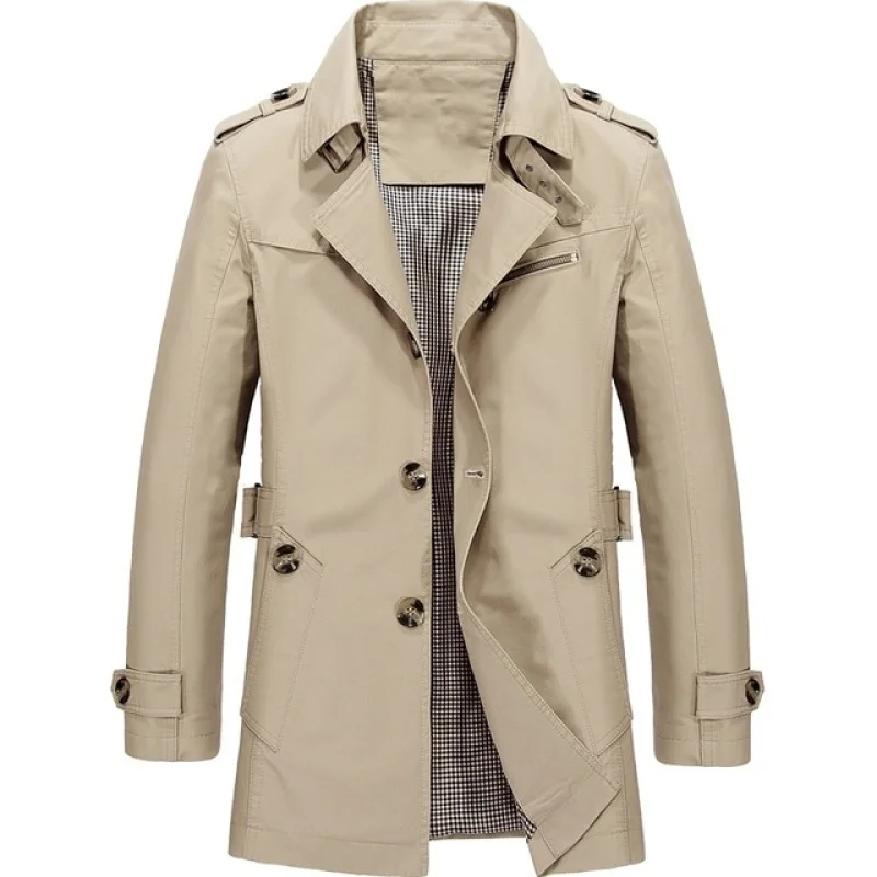 

Men's Business Windbreaker Long Jackets Pure Cotton Trench Coats Casual 2023 Spring Fall Winter Fashion Suit Streetwear Blazers