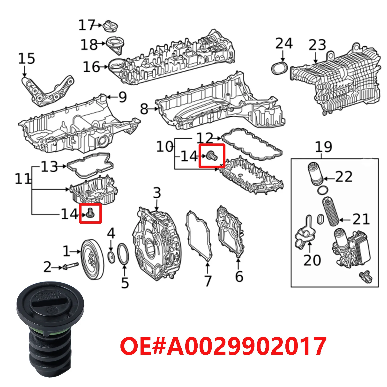 Engine Oil Sump Screw Plug Drain 2Pcs For Benz A B C E G M S V Class W166 W447 V222 W222 X222 A217 C217 B907 B910 A002990 oil drain plug