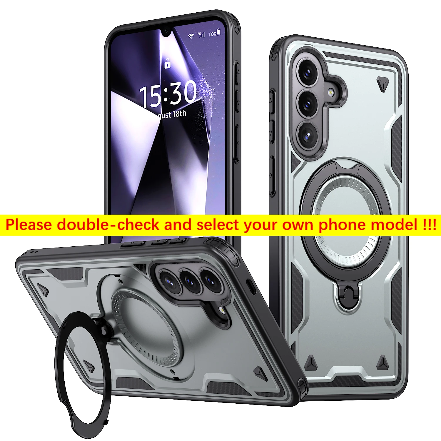 360° Rotating Magnetic Stand Holder Shockproof Armor Tough Phone Case