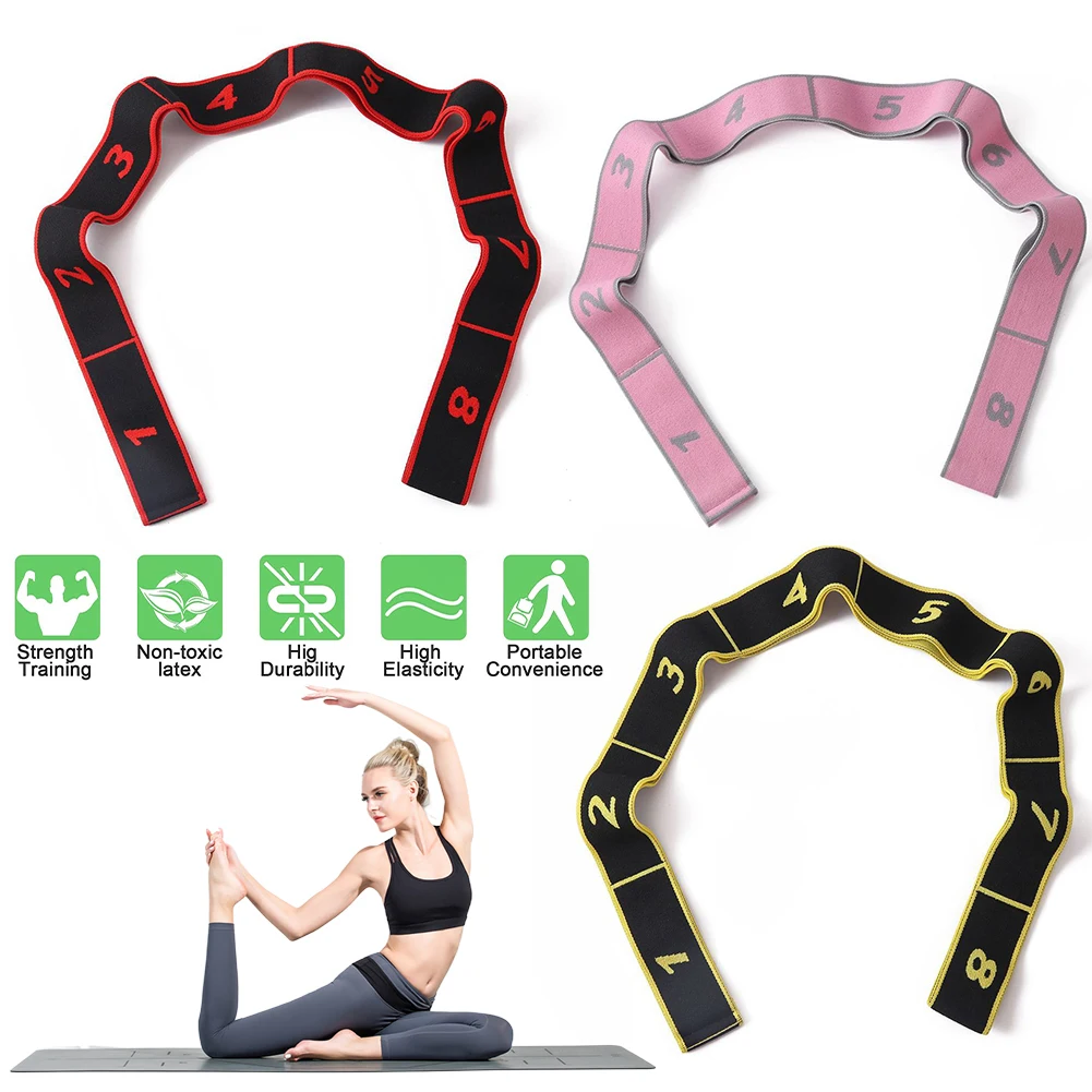 Yoga Strap Multi-functional Stretch Resistance Band 8 Numbers Exercise Elastic Band for Stretching and Physical Therapy yoga resistance bands,yoga strap,aerial yoga strap