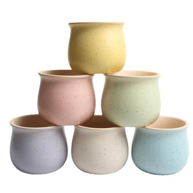 6 Colors Simple Pure Color Ceramic Planter Fleshy Plant Pot Flower Plant Vase Micro Landscape Home Garden Decoration