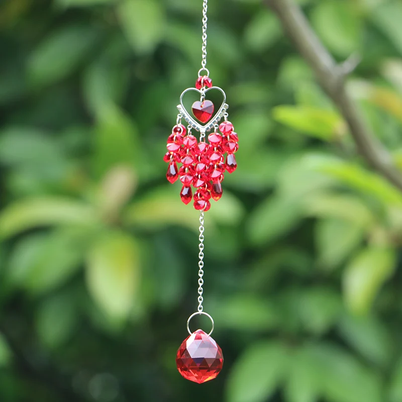 1PCS Hanging Heart Suncatcher Prism Pendant for Home Office Garden Decoration Rainbow Maker Window Pendant