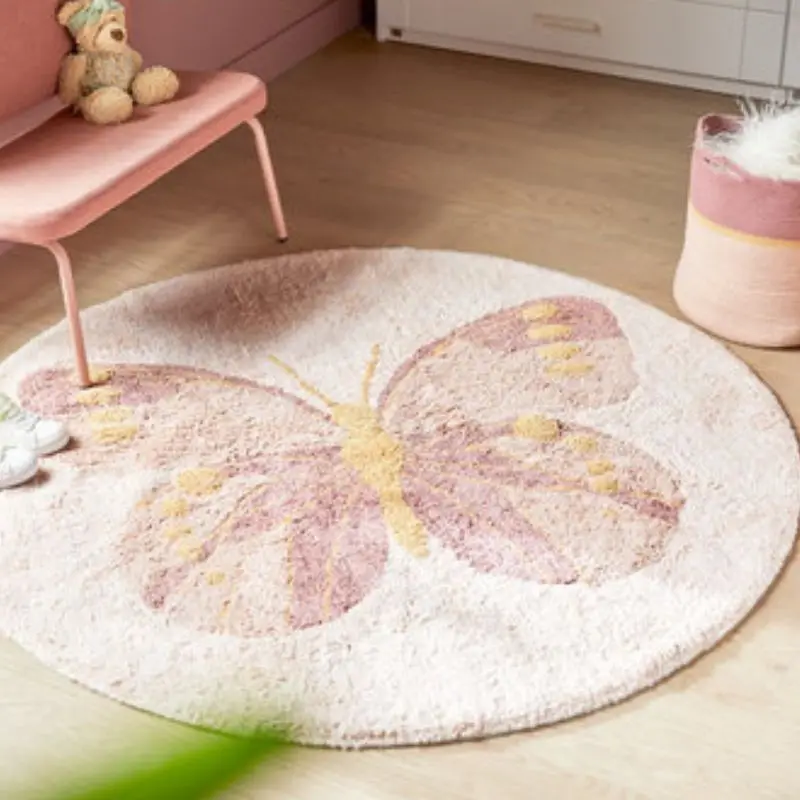 Butterfly Fluffy Carpets for Living Room Round Bedroom Beside Rugs