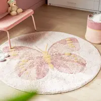 Butterfly Fluffy Carpets for Living Room Round Bedroom Beside Rugs Shaggy Baby Rug Soft Plush Nursery Play Mat for Children 1