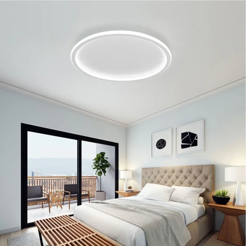 Large LED Ceiling Light 30/50/80CM Bedroom Living Room Study Room Super Slim Black White Gold Home Decor Lighting Fixture
