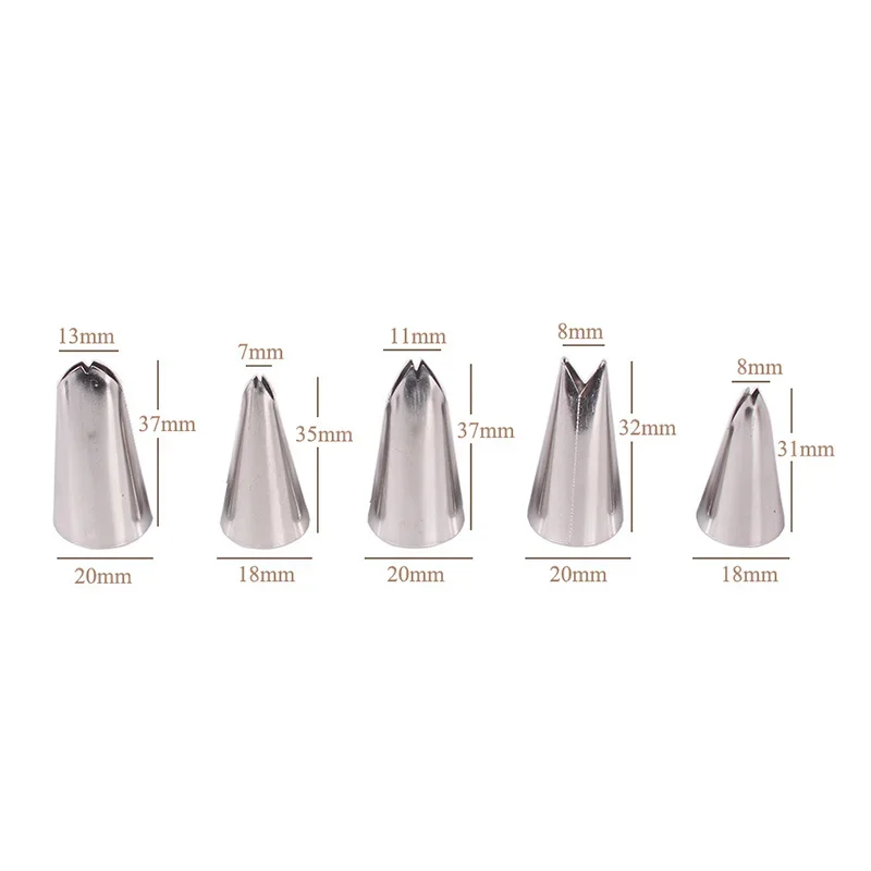 Pastry Nozzles 5 Pcs Set Leaves Stainless Steel Icing Piping Nozzles Tips For Cake Decorating Pastry Fondant Tools pastry nozzles,cake decorating tools