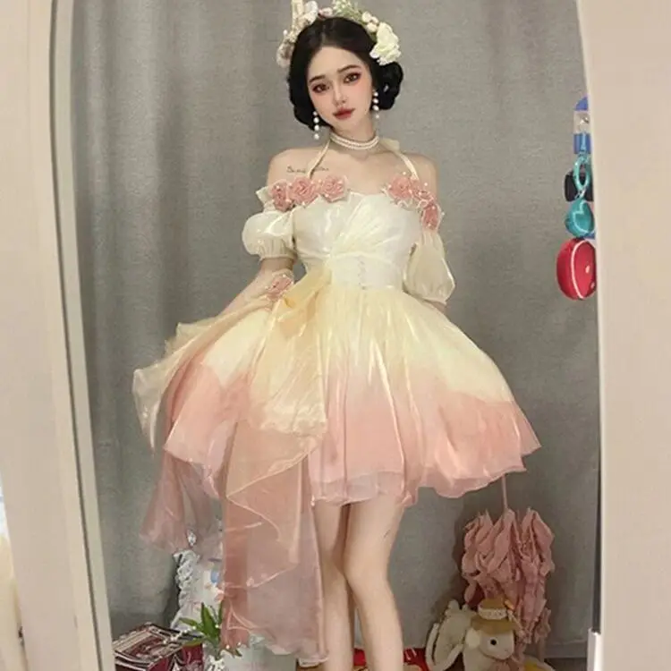 

Coalfall милая девушка Русалка цвет трехмерные цветы Лолита платье фея юбка цветок свадебное платье