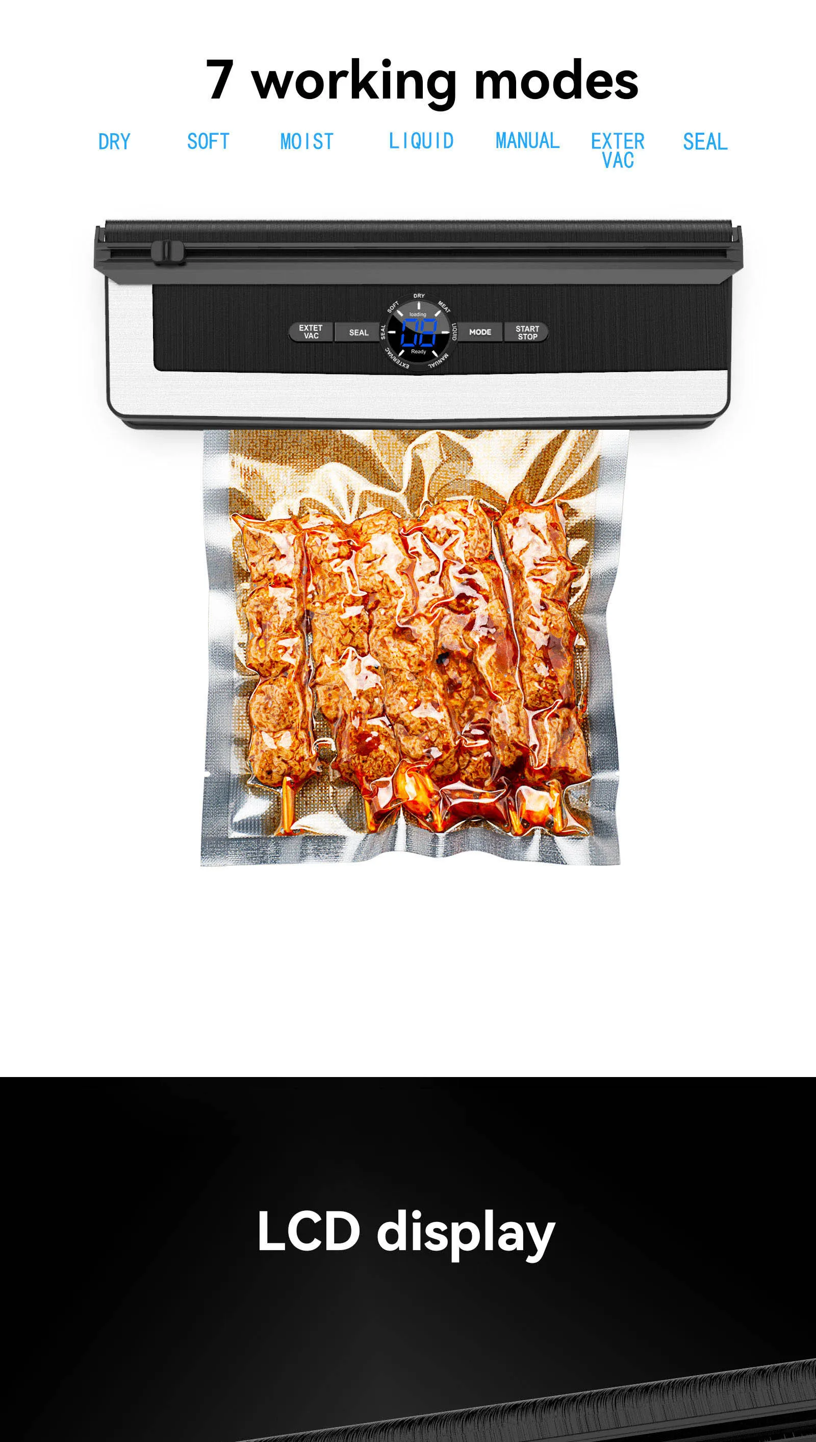 135W Vacuum Sealer Machine Custom Manufacturer Sellador Al Vacio for Food for Household Use With LED display